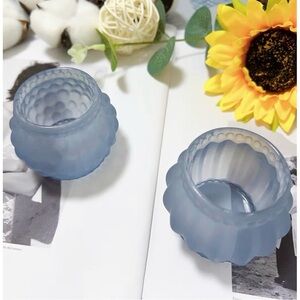 Blue Textured Glass Candle Holders 12 pc tea light